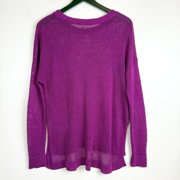 Eileen Fisher Purple Open Knit Tunic Sweater - M - Picture 6 of 9